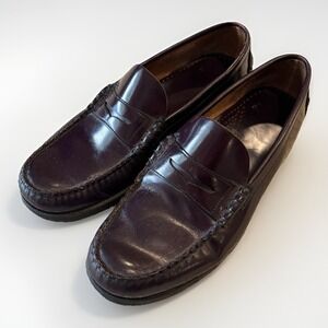 Sebago Men's Penny Loafers Size 10 Burgundy Leather Dress Shoes Classic